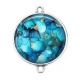 Connecteur Cabochon Argent - fond ton bleu