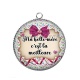 Pendentif Cabochon Argent - ma belle mère c'est la meilleure