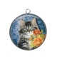 Pendentif Cabochon Argent - chat