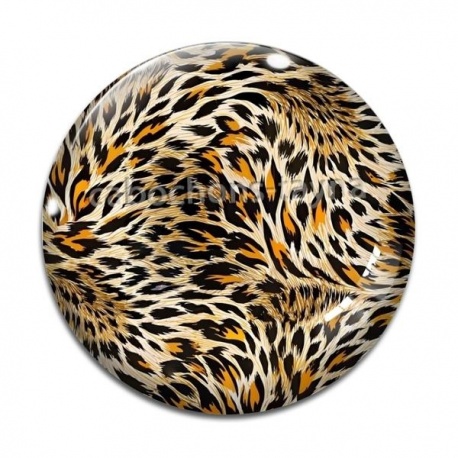 Cabochon Verre -  fausse peau