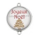 Connecteur Cabochon Argent - joyeux noël