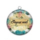 Pendentif Cabochon Argent - joyeux noël