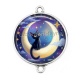 Connecteur Cabochon Argent - chat