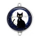 Connecteur Cabochon Argent - chat