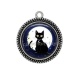 Pendentif Cabochon Argent - chat