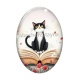 Cabochon Verre Ovale - chat noir coquelicot