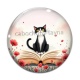 Cabochon Verre - chat noir coquelicot