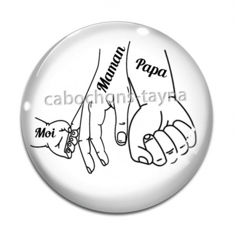 Cabochon Verre - moi, maman, papa