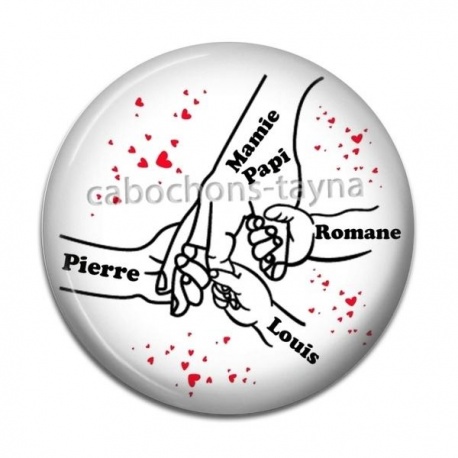 Cabochon Résine - mamie papi 3 enfants