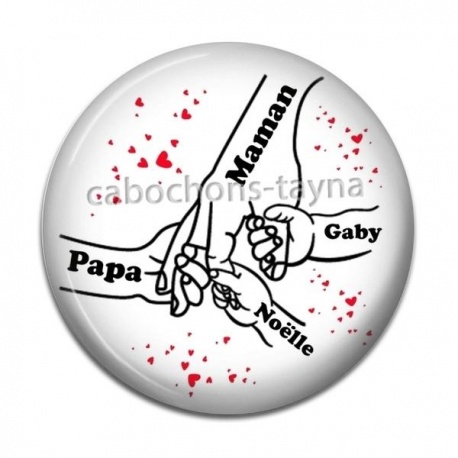 Cabochon Résine - papa maman et prénom deux enfants