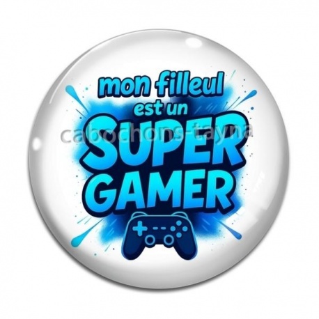 Cabochon Verre - mon filleul est un super gamer