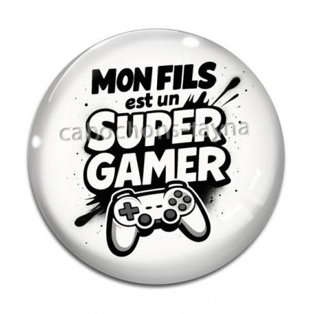 Cabochon Verre - mon fils est un super gamer