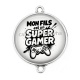 Connecteur Cabochon Argent - mon fils est un super gamer