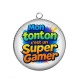 Pendentif Cabochon Argent - mon tonton c'est un super gamer