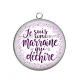 Pendentif Cabochon Argent -  je suis une marraine qui déchire