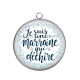 Pendentif Cabochon Argent -  je suis une marraine qui déchire