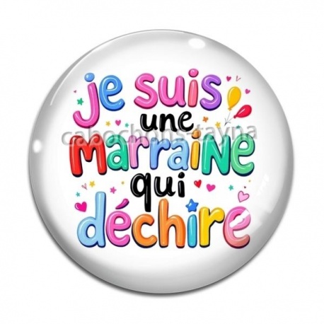 Cabochon Verre -  je suis une marraine qui déchire