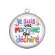 Pendentif Cabochon Argent -  je suis une marraine qui déchire