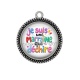 Pendentif Cabochon Argent -  je suis une marraine qui déchire