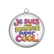 Pendentif Cabochon Argent - je suis une maman super cool