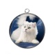 Pendentif Cabochon Argent - chat coeur