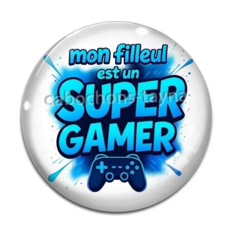 Cabochon Verre - mon filleul est un super gamer