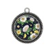 Pendentif Cabochon Argent - fleurs