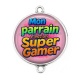 Connecteur Cabochon Argent - mon parrain c'est un super gamer