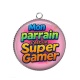 Pendentif Cabochon Argent - mon parrain c'est un super gamer