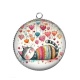Pendentif Cabochon Argent - chat coeur