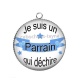 Pendentif Cabochon Argent - je suis un parrain qui déchire