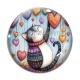Cabochon Verre - chat coeur