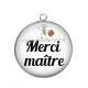 Pendentif Cabochon Argent - merci maître