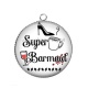Pendentif Cabochon Argent - super barmaid