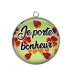 Pendentif Cabochon Argent - je porte bonheur