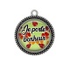 Pendentif Cabochon Argent - je porte bonheur