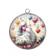 Pendentif Cabochon Argent - chat coeur