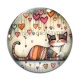 Cabochon Verre - chat coeur