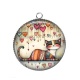 Pendentif Cabochon Argent - chat coeur