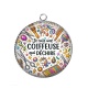 Pendentif Cabochon Argent - je suis une coiffeuse qui déchire
