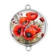 Connecteur Cabochon Argent - coquelicot