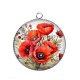 Pendentif Cabochon Argent - coquelicot