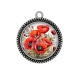 Pendentif Cabochon Argent - coquelicot