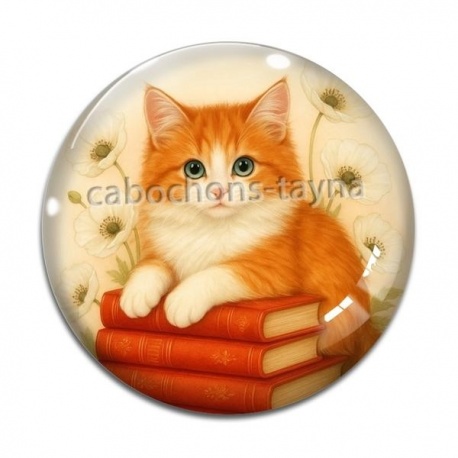 Cabochon Verre - chat roux