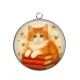 Pendentif Cabochon Argent - chat roux