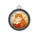 Pendentif Cabochon Argent - chat roux