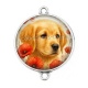 Connecteur Cabochon Argent - chien coquelicot