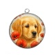 Pendentif Cabochon Argent - chien coquelicot