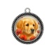 Pendentif Cabochon Argent - chien coquelicot