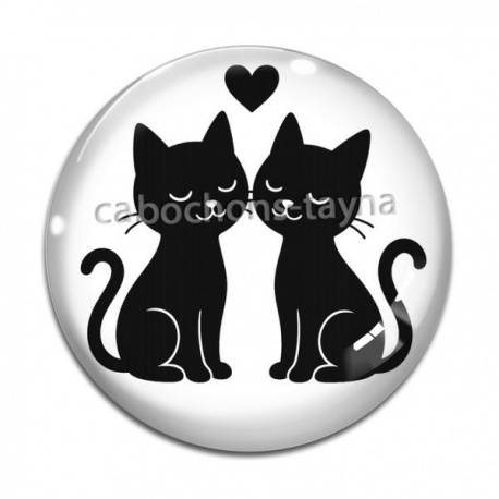 Cabochon Verre - chat noir